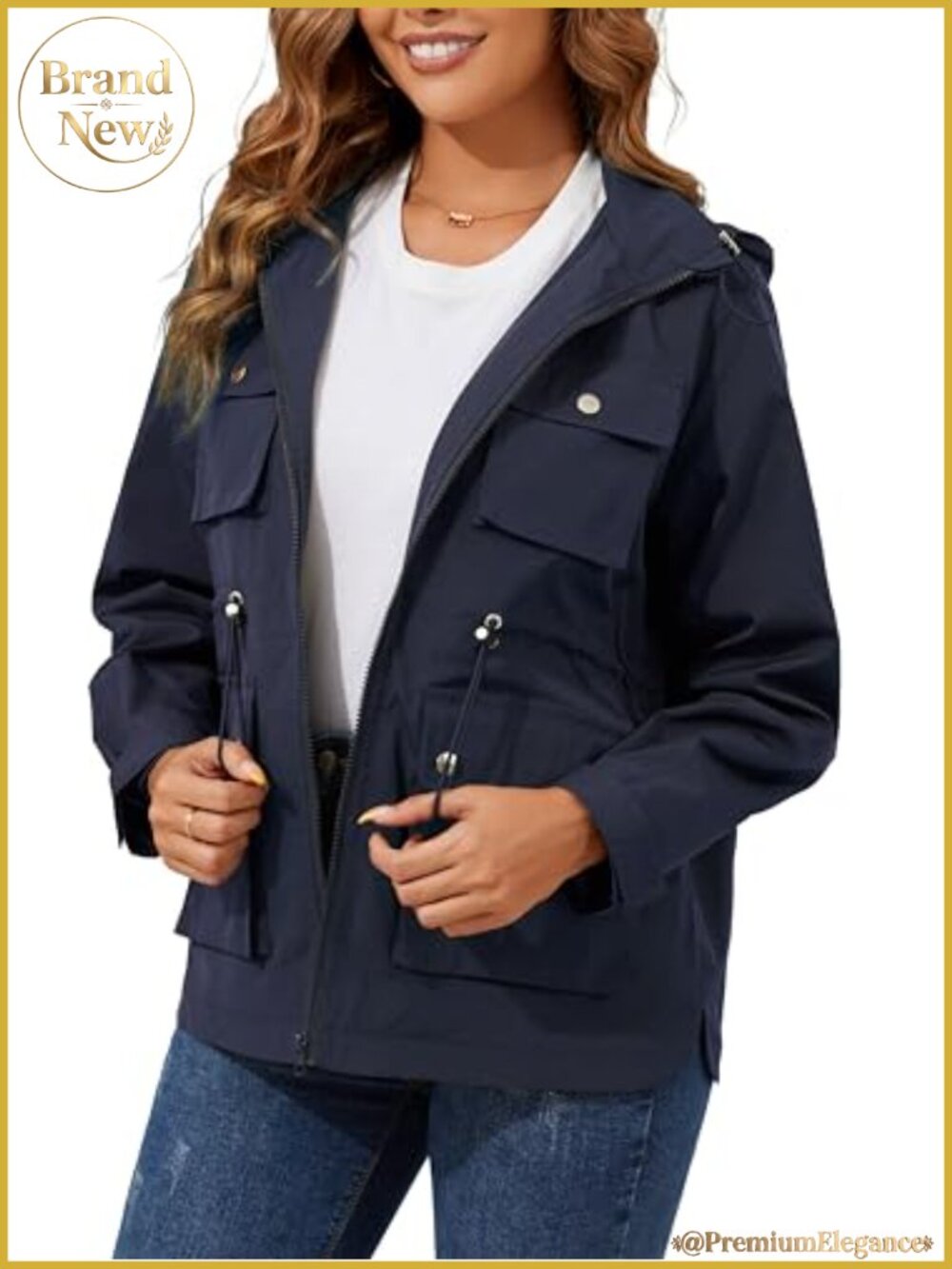 Women's Packable Military Raincoat Waterproof Windbreaker Utility Anorak Jacket